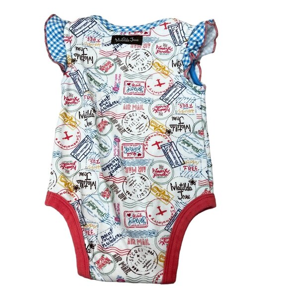 Matilda Jane No Baggage Travel Theme Print Bodysuit 0-3 Months - Picture 3 of 5